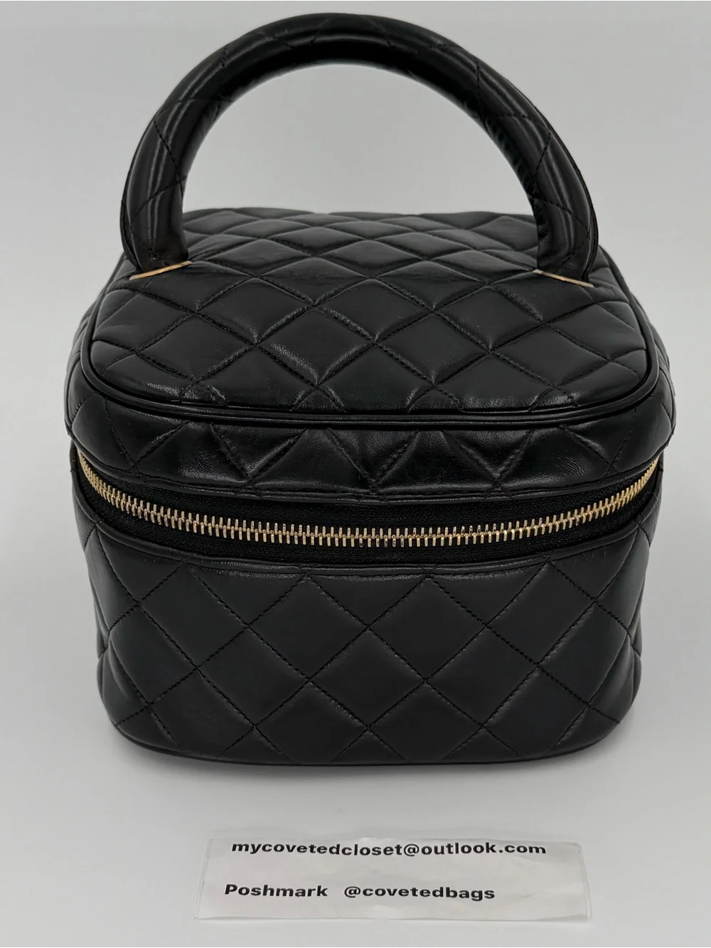 CHANEL Black Quilted Matelasse Vanity Bag w/Dust Bag and Entrupy COA - Picture 2 of 12